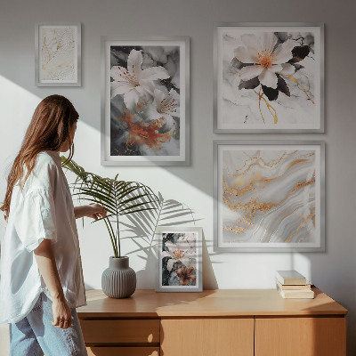 Polittico con cornice Elegante sfondo floreale in marmo