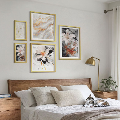 Polittico con cornice Elegante sfondo floreale in marmo