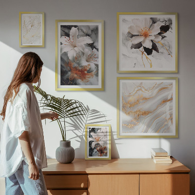 Polittico con cornice Elegante sfondo floreale in marmo