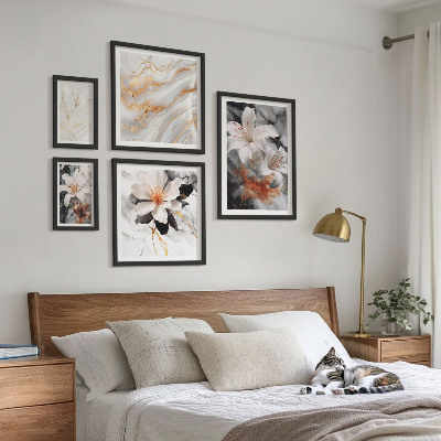 Polittico con cornice Elegante sfondo floreale in marmo