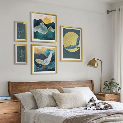 Polittico con cornice Uccelli montagne stile moderno