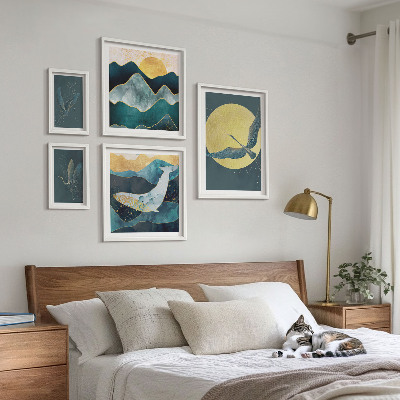 Polittico con cornice Uccelli montagne stile moderno