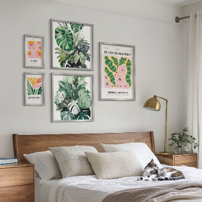 Set di 5 quadri Motivi vegetali, fiori boho