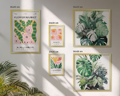 Set di 5 quadri Motivi vegetali, fiori boho
