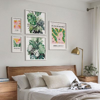 Set di 5 quadri Motivi vegetali, fiori boho