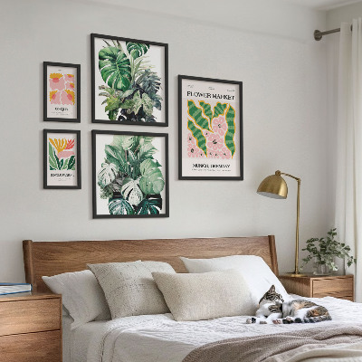 Set di 5 quadri Motivi vegetali, fiori boho