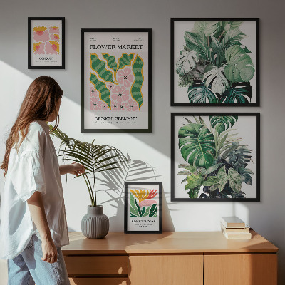 Set di 5 quadri Motivi vegetali, fiori boho