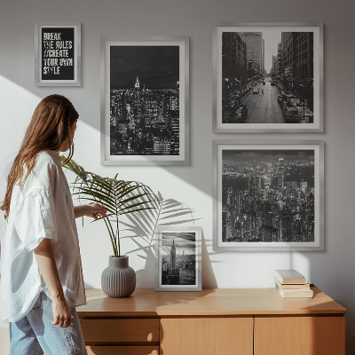 Polittico con cornice Vedute in bianco e nero di New York