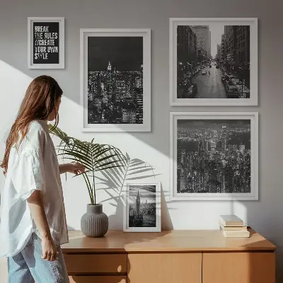 Vedute di New York in bianco e nero quadro con cornice