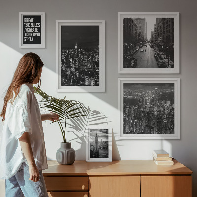 Polittico con cornice Vedute in bianco e nero di New York