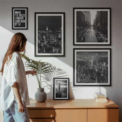Polittico con cornice Vedute in bianco e nero di New York