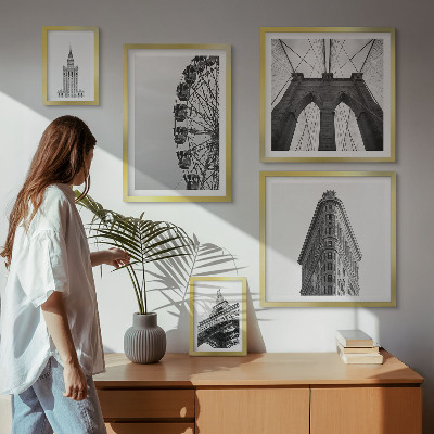 Set di 5 quadri Architettura metropolitana in bianco e nero