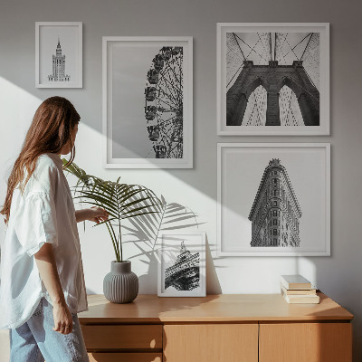 Set di 5 quadri Architettura metropolitana in bianco e nero