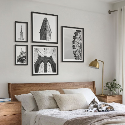 Set di 5 quadri Architettura metropolitana in bianco e nero