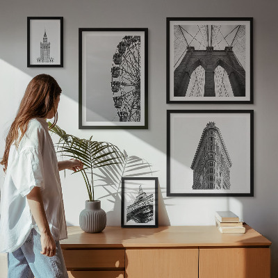 Set di 5 quadri Architettura metropolitana in bianco e nero