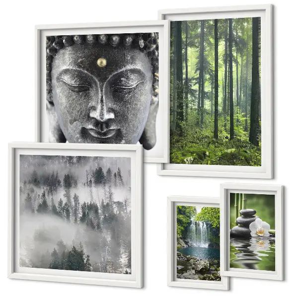Set di quadri incorniciati con temi rilassanti in stile zen ispirati alla natura