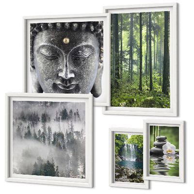 Set di quadri incorniciati Temi rilassanti in stile zen ispirati alla natura.