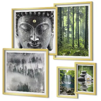 Set di quadri incorniciati con temi rilassanti in stile zen ispirati alla natura