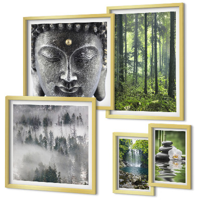 Set di quadri incorniciati Temi rilassanti in stile zen ispirati alla natura.