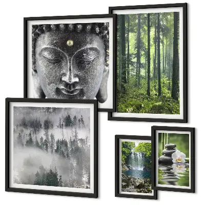 Set di quadri incorniciati con temi rilassanti in stile zen ispirati alla natura