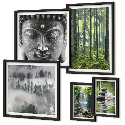 Set di quadri incorniciati Temi rilassanti in stile zen ispirati alla natura.
