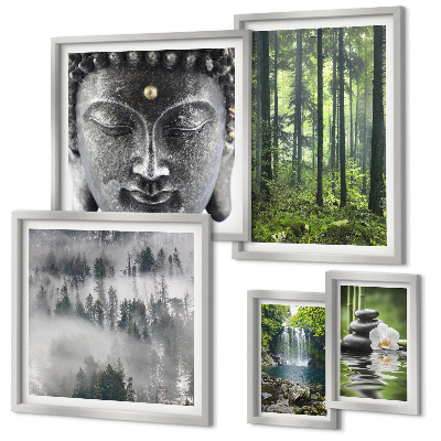 Set di quadri incorniciati Temi rilassanti in stile zen ispirati alla natura.