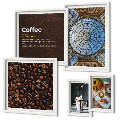 Set di 5 quadri Dolci al caffè in stile rustico