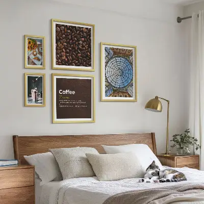 Set di 5 quadri decorazione da parete con dolci al caffè in stile rustico