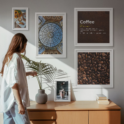 Set di 5 quadri Dolci al caffè in stile rustico