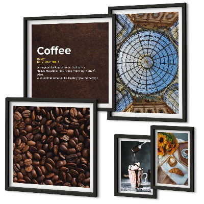 Set di 5 quadri Dolci al caffè in stile rustico