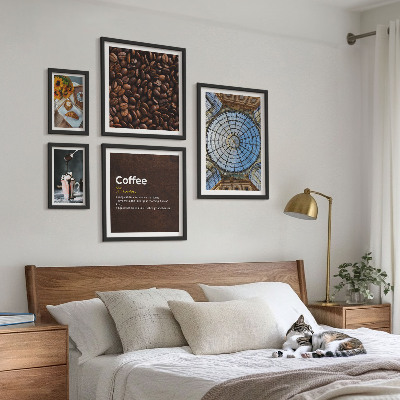 Set di 5 quadri Dolci al caffè in stile rustico