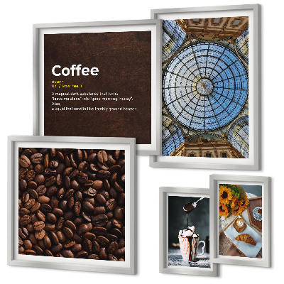 Set di 5 quadri Dolci al caffè in stile rustico
