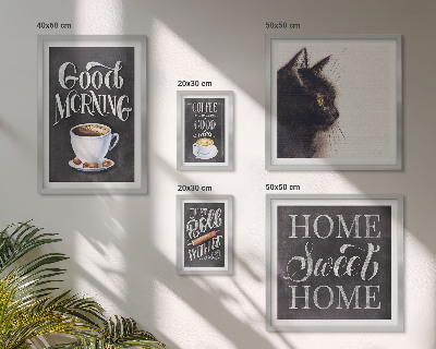 Polittico con cornice Slogan positivi per gatti e caffè