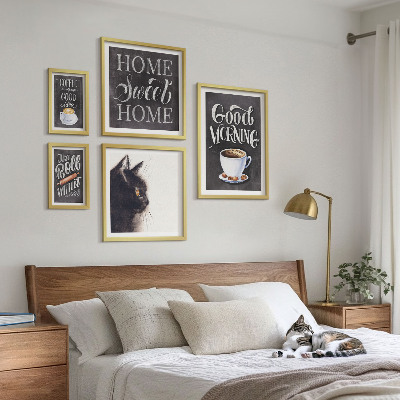 Polittico con cornice Slogan positivi per gatti e caffè