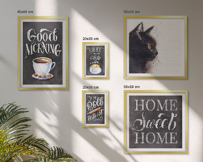 Polittico con cornice Slogan positivi per gatti e caffè