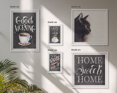 Polittico con cornice Slogan positivi per gatti e caffè