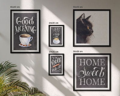 Polittico con cornice Slogan positivi per gatti e caffè