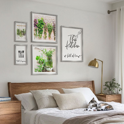 Set di 5 quadri Erbe aromatiche e cucina