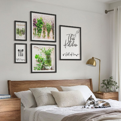 Set di 5 quadri Erbe aromatiche e cucina