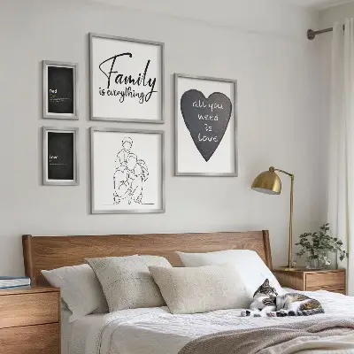 Set di quadri incorniciati con stampa raffigurante valori familiari, amore e vicinanza