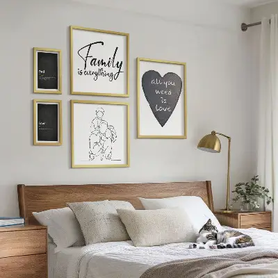 Set di quadri incorniciati con stampa raffigurante valori familiari, amore e vicinanza
