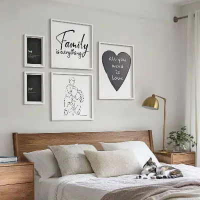 Set di quadri incorniciati con stampa raffigurante valori familiari, amore e vicinanza