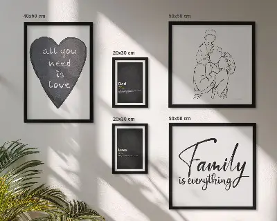 Set di quadri incorniciati con stampa raffigurante valori familiari, amore e vicinanza
