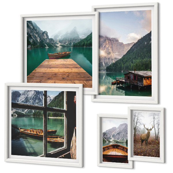 Set di 5 quadri Paesaggi montani con laghi