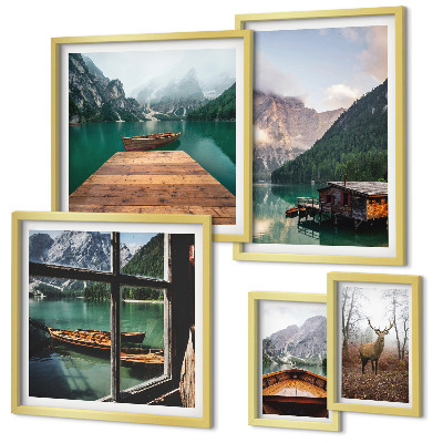Set di 5 quadri Paesaggi montani con laghi