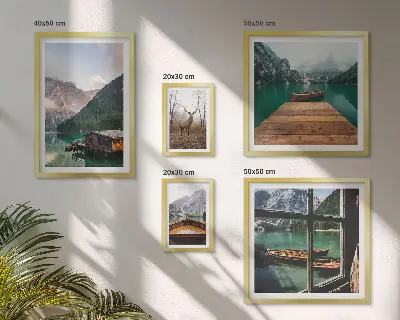 Set di 5 quadri con paesaggi montani e laghi