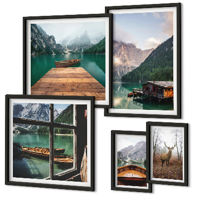 Set di 5 quadri Paesaggi montani con laghi