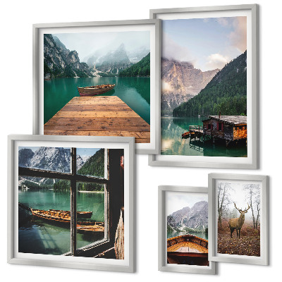 Set di 5 quadri Paesaggi montani con laghi