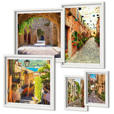 Set di quadri incorniciati Incantevoli strade verdi della città