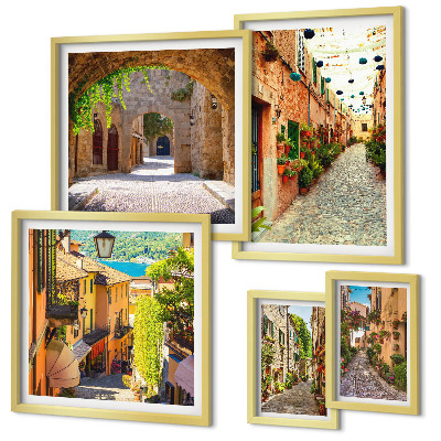 Set di quadri incorniciati Incantevoli strade verdi della città